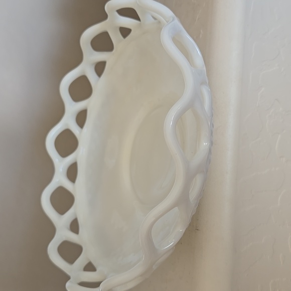 Vintage Lace Edge Milk Glass Bowl - Picture 2 of 8